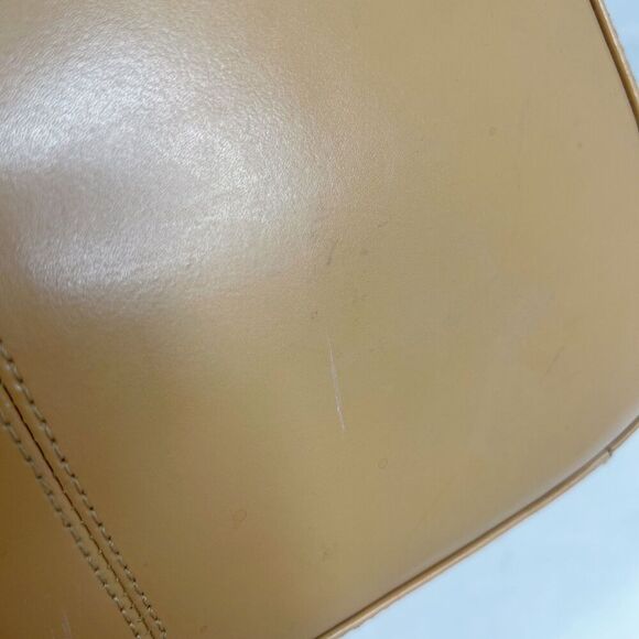Kenneth Cole Reaction Tan Leather Structured Shoulder Bag Purse - Picture 7 of 11